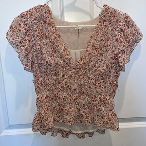 anthropology entro v neck floral top